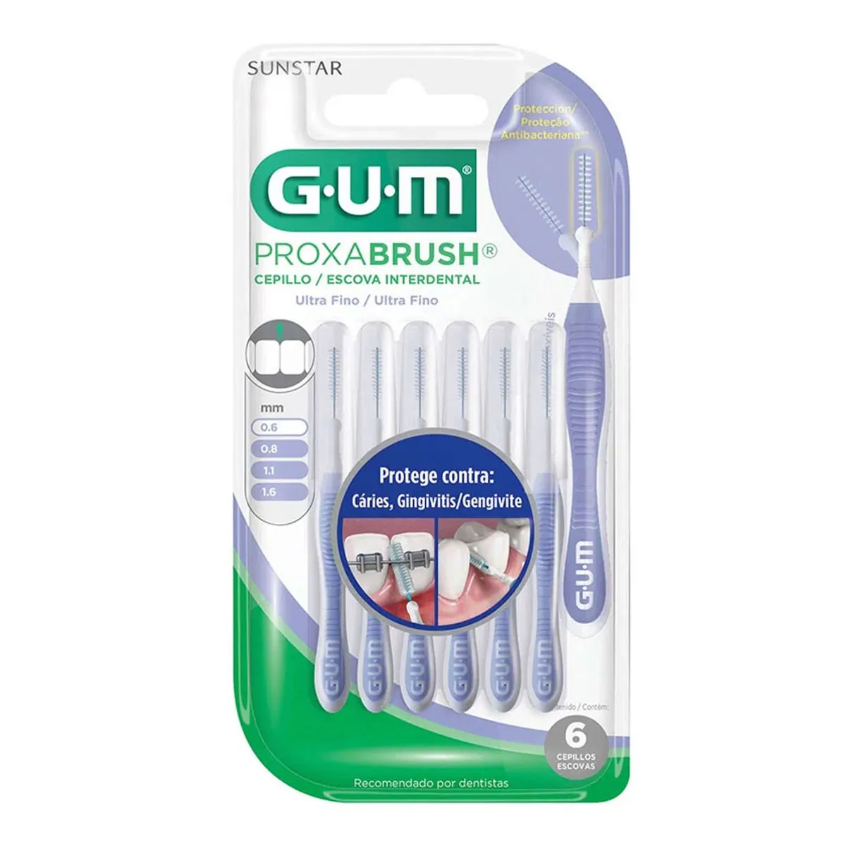 Escova Interdental Ultrafina Gum Proxabrush 0.6mm 6 Unidades