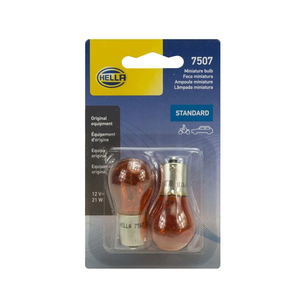 Kit Lâmpadas 1 Polo 21W 12V Pino em V Âmbar - HELLA 7507TB
