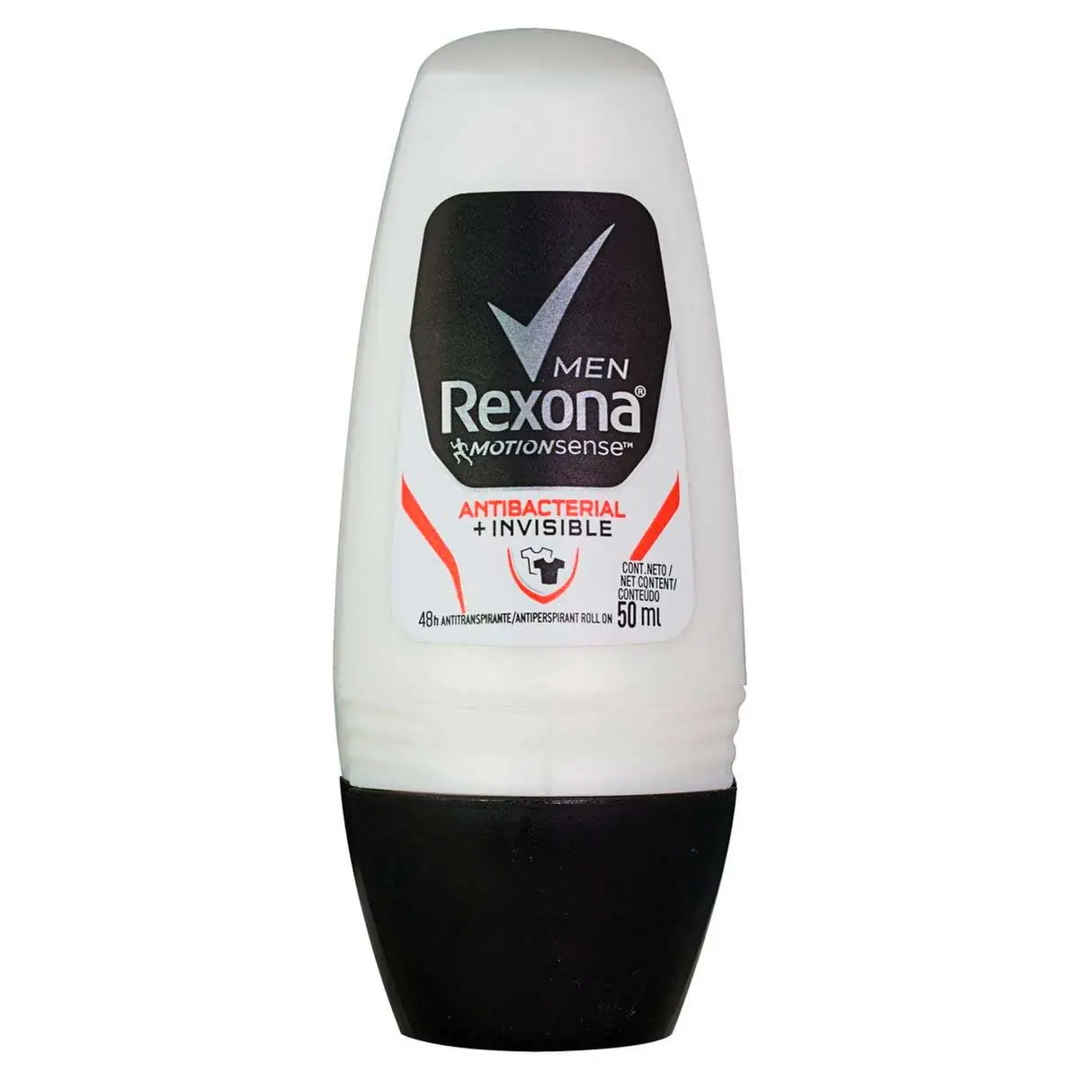 Desodorante Antitranspirante Rexona Masculino Roll On Antibacterial + Invisible 50ml