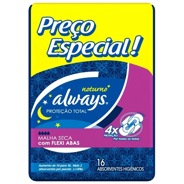 Always Proteção Total Noturno Com Abas 16 Unidades