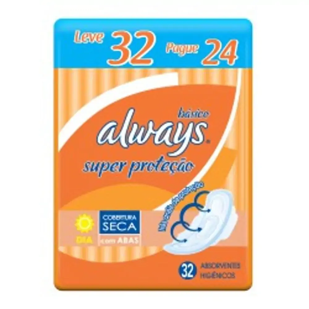 Absorvente Always Super Proteção Seca Com Abas 32un