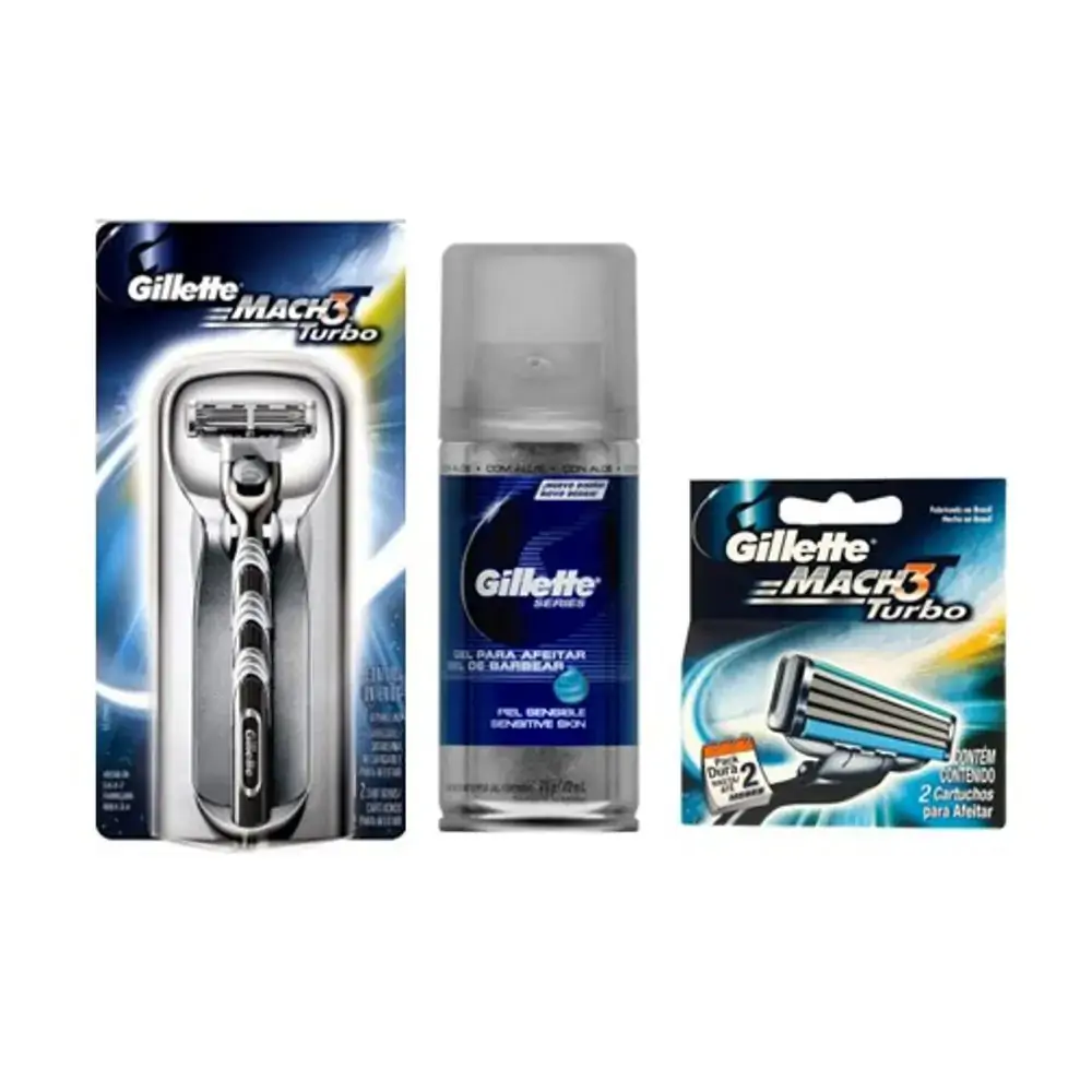 Gillette Mach 3 Turbo Com Gel De Barbear Gillete Series