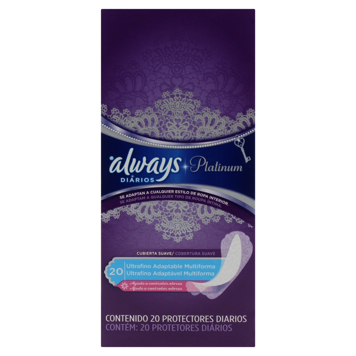 Protetor Diário Sem Abas Ultrafino Suave Always Platinum Caixa 20 Unidades