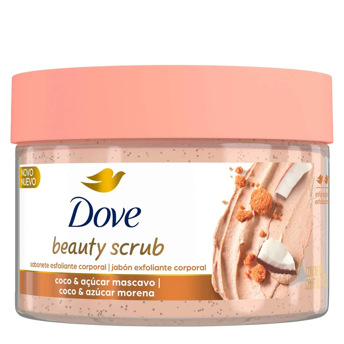 Sabonete Esfoliante Coco Açúcar Mascavo Dove Beauty Scrub Pote 280g