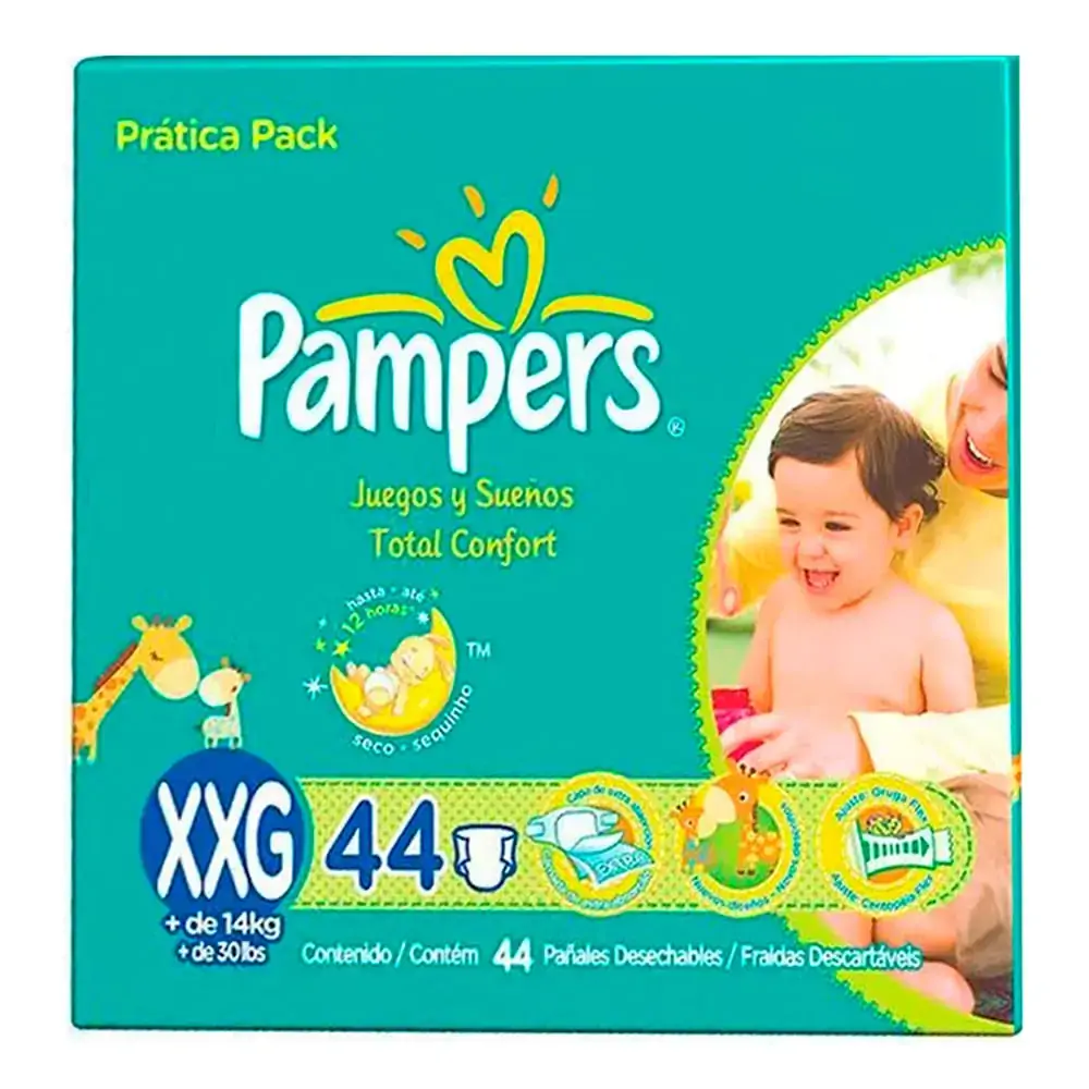 Fralda Pampers Total Confort Caixa Pratic Xxg C/44