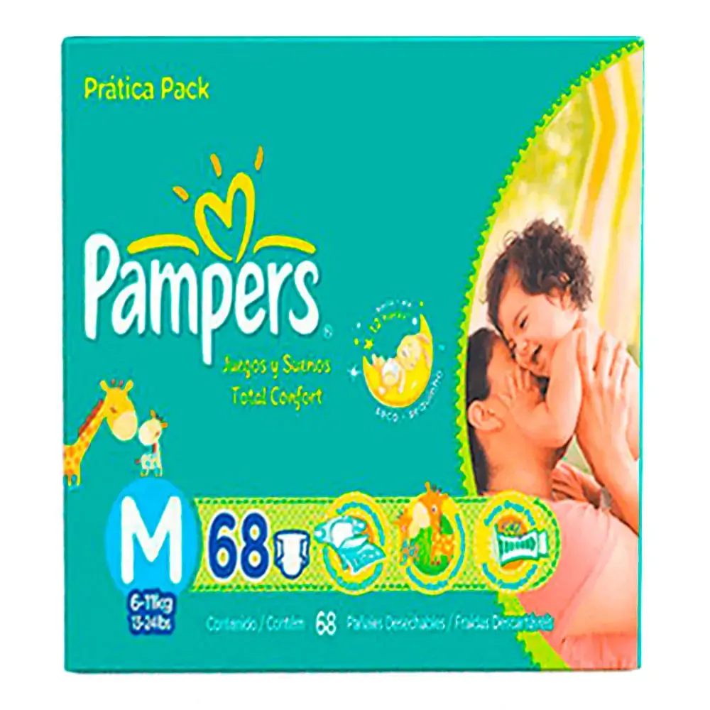 Pampers Total Confort M Descartável 68 Unidades