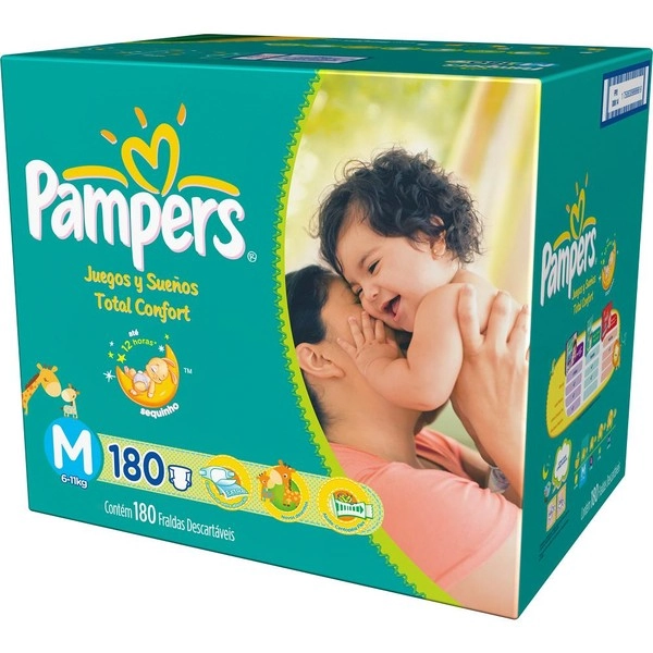 Pampers Total Confort M Descartável 180 Unidades