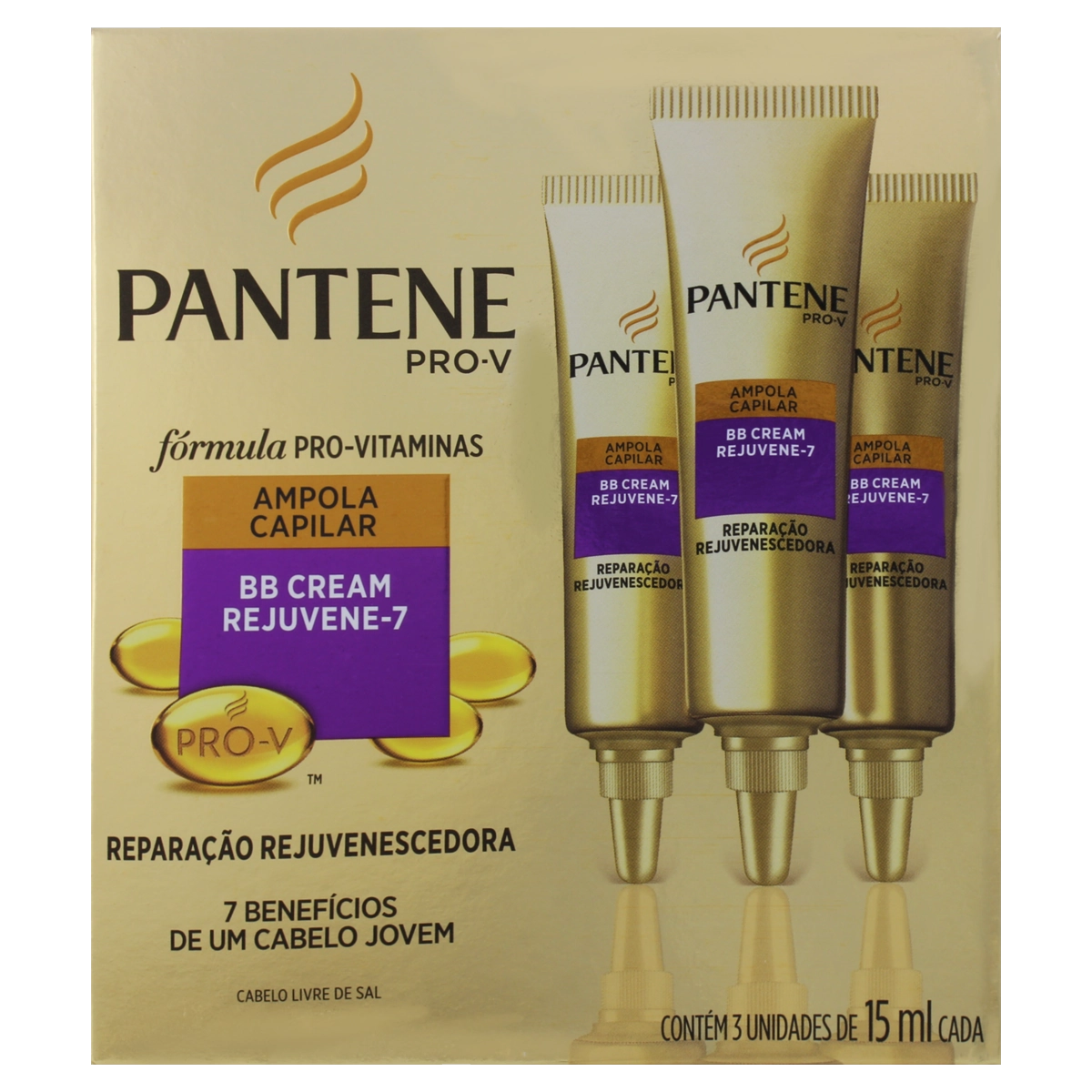 Ampola De Tratamento Bb Cream Rejuvene 7 Pantene Reparação Rejuvenescedora Caiva 3 Unidades De 15ml