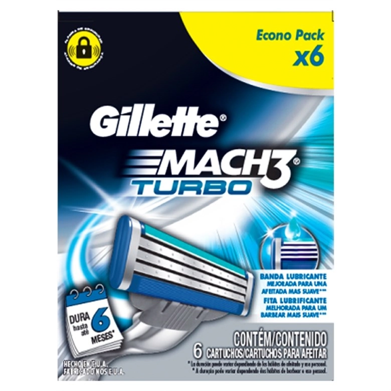 Carga Barbear Gillette Mach3 C/6 Turbo Unit