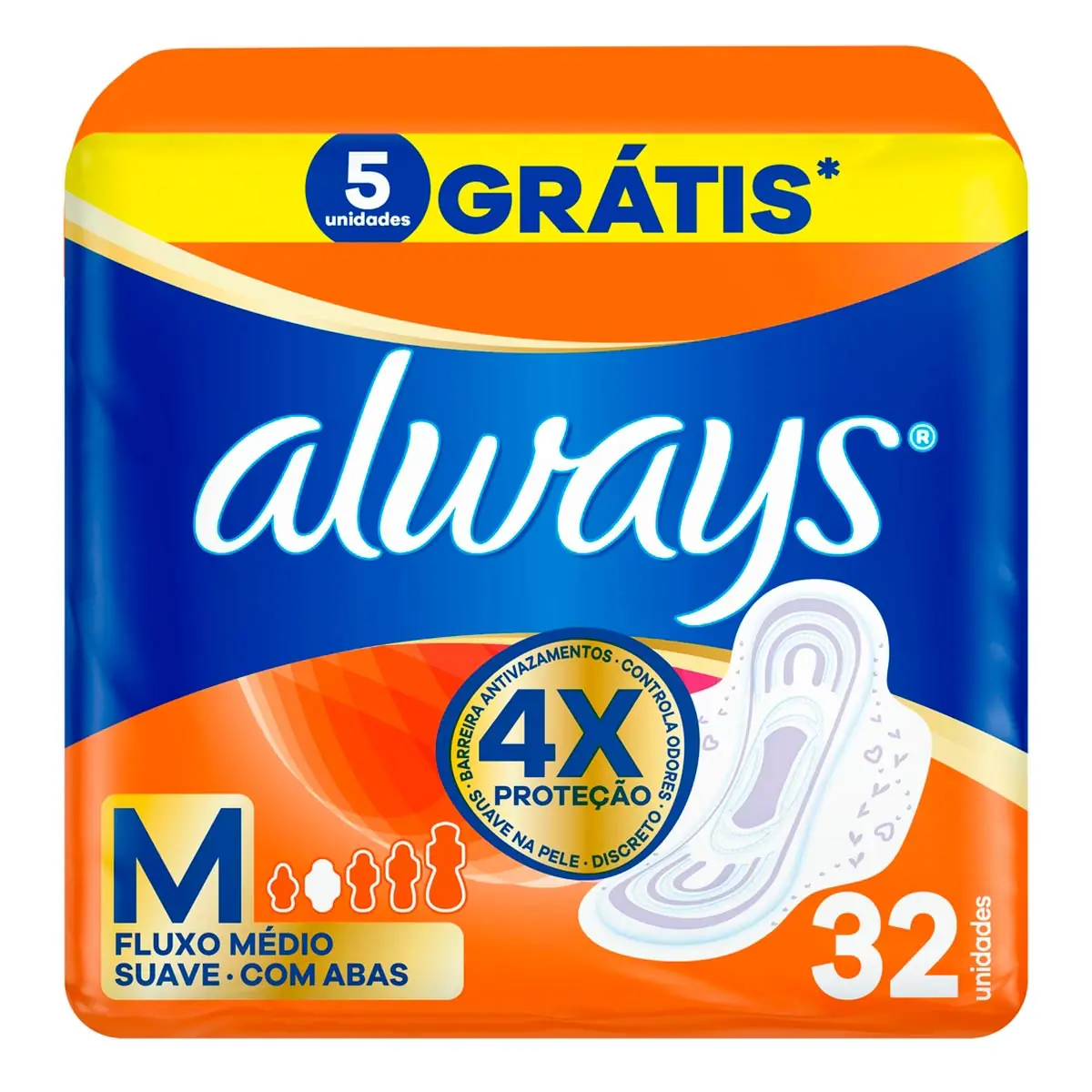 Absorvente Always M Suave com Abas 32 Unidades