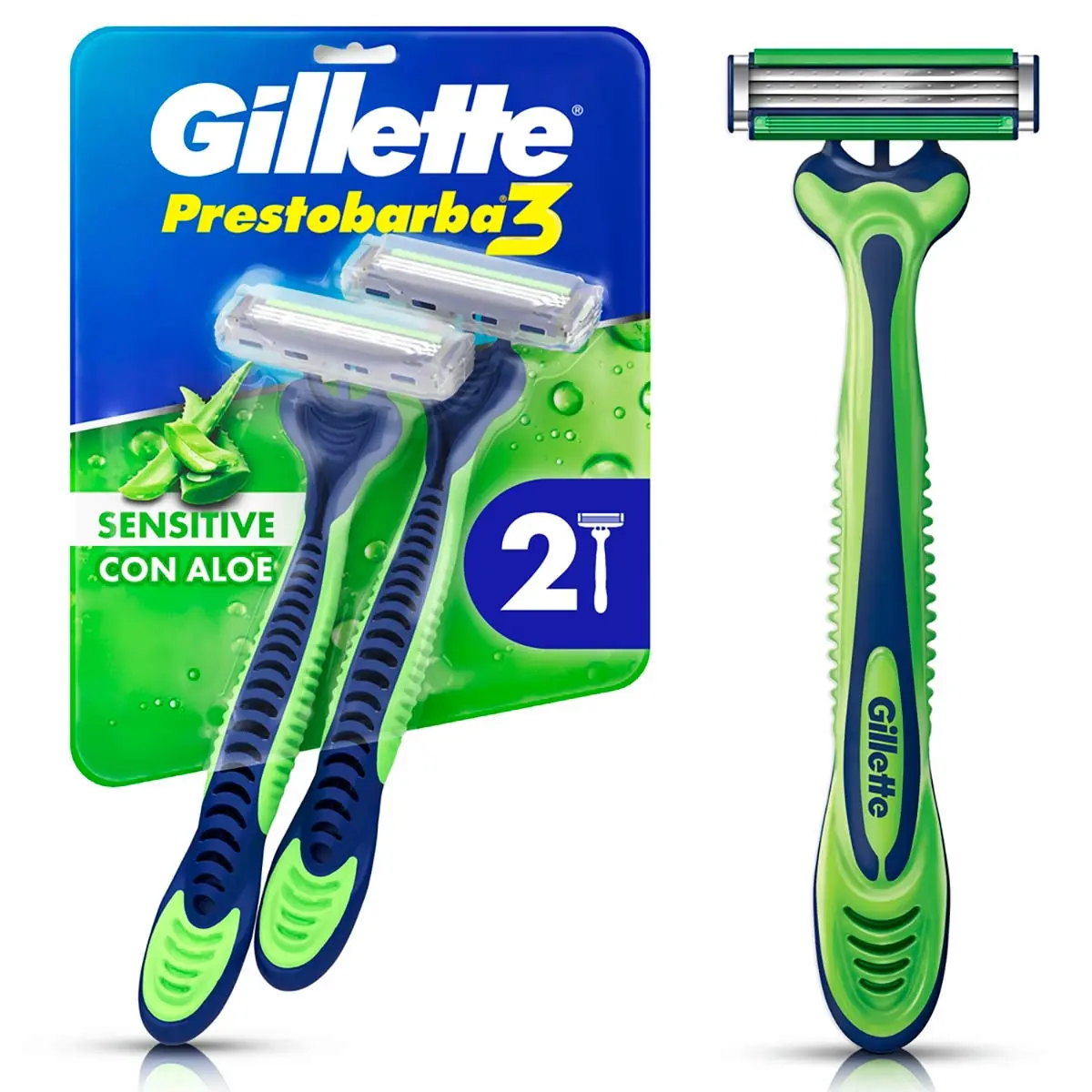 Aparelho de Barbear Gillette Prestobarba3 Sensitive 2 Unidades