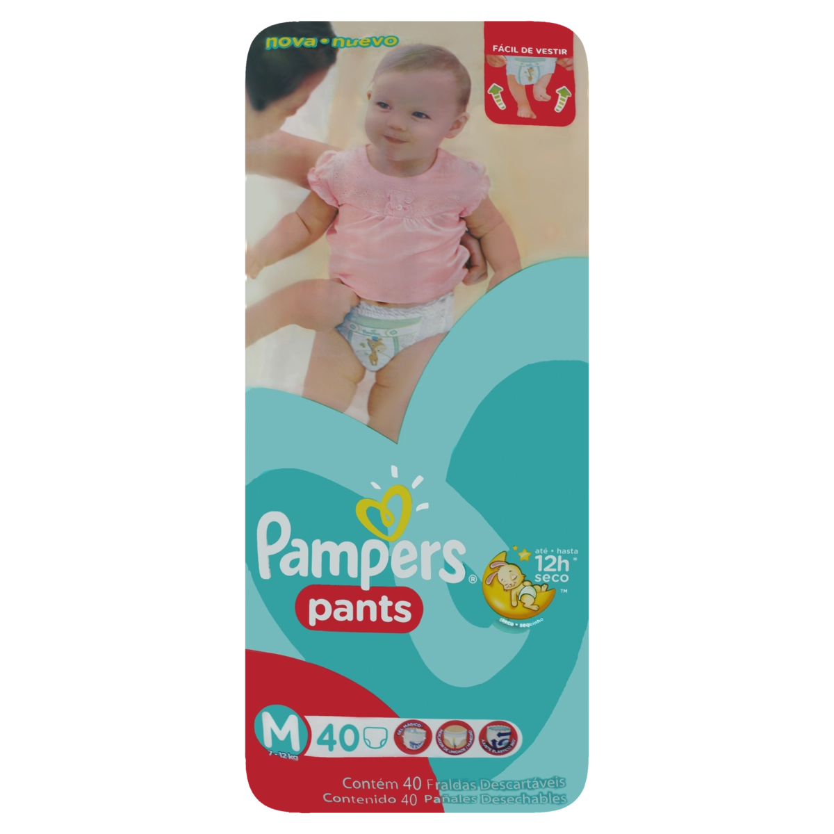 Fralda Descartável Infantil Pants Pampers M Pacote 40 Unidades