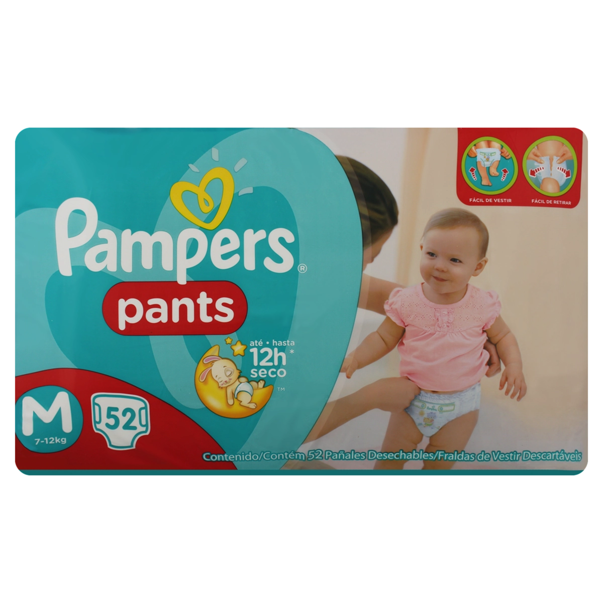 Fralda Descartável Infantil Pants Pampers M Pacote 52 Unidades