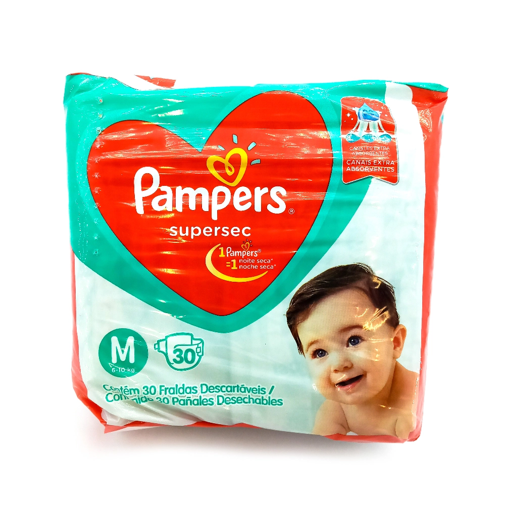 Fralda Descartável Infantil Pampers Supersec M Pacote 30 Unidades