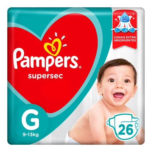 Fralda Descartável Infantil Pampers Supersec G Pacote 26 Unidades