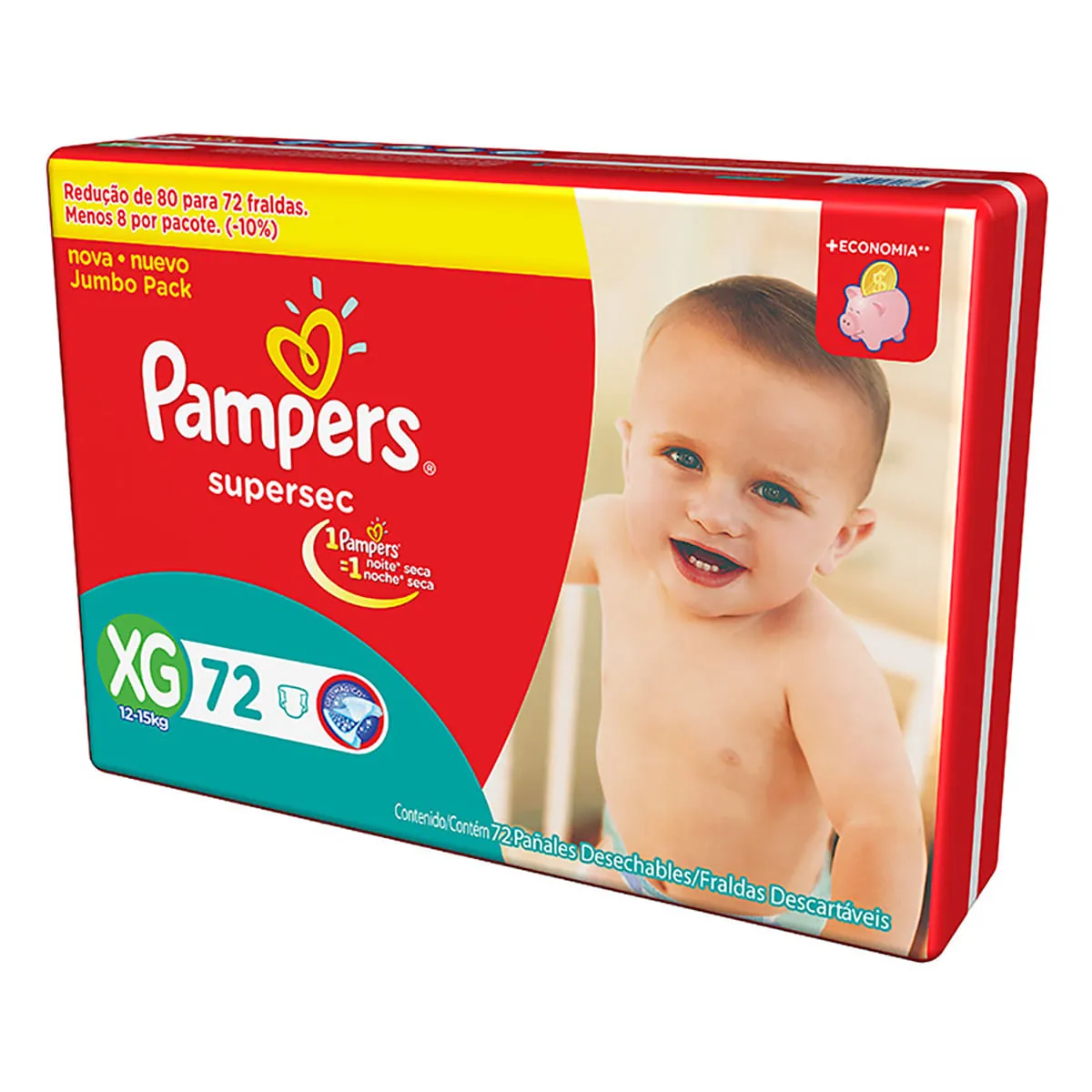 Fralda Pampers XG Supersec Jumbo - 72 Unidades