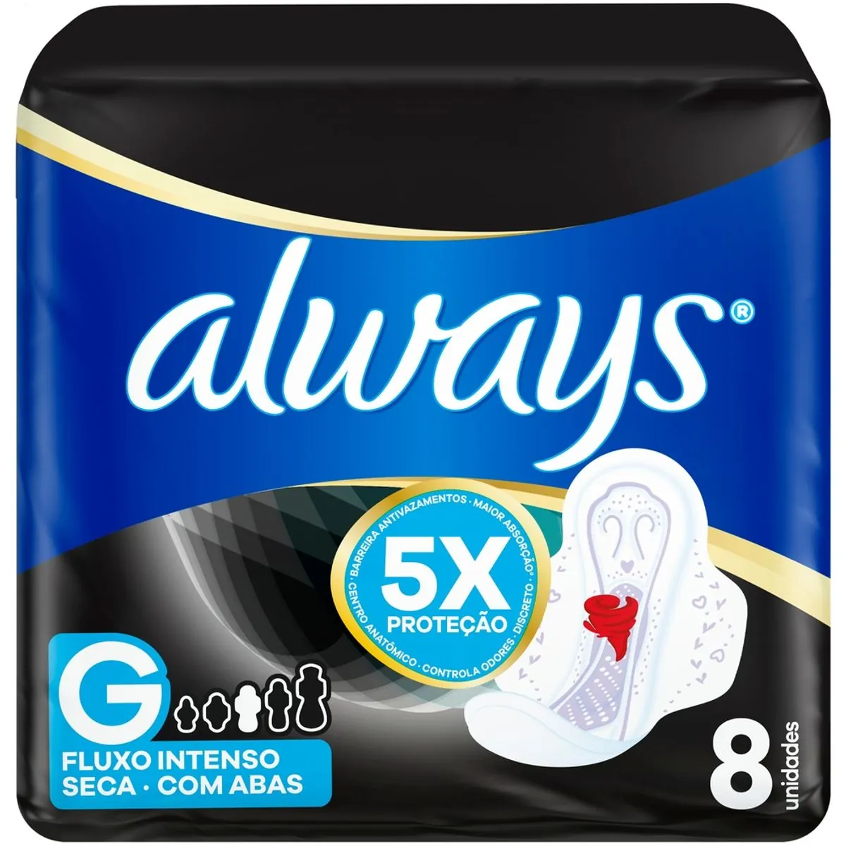 Absorvente Always Noturno G Seca com Abas 8 Unidades