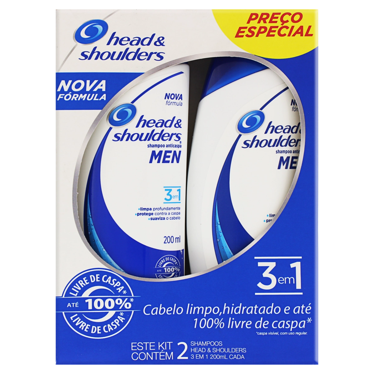 Pack Shampoo Anticaspa Head Shoulders Men Frasco 2 Unidades 200ml Cada