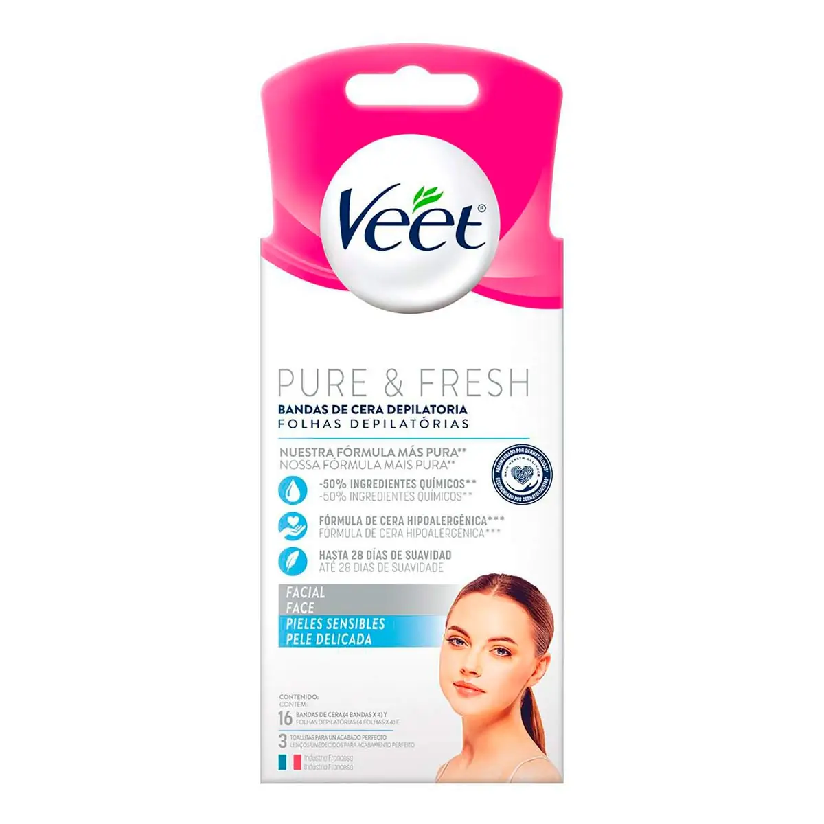 Folhas Para Depilação Facial Veet Pure Fresh 16 Unidades