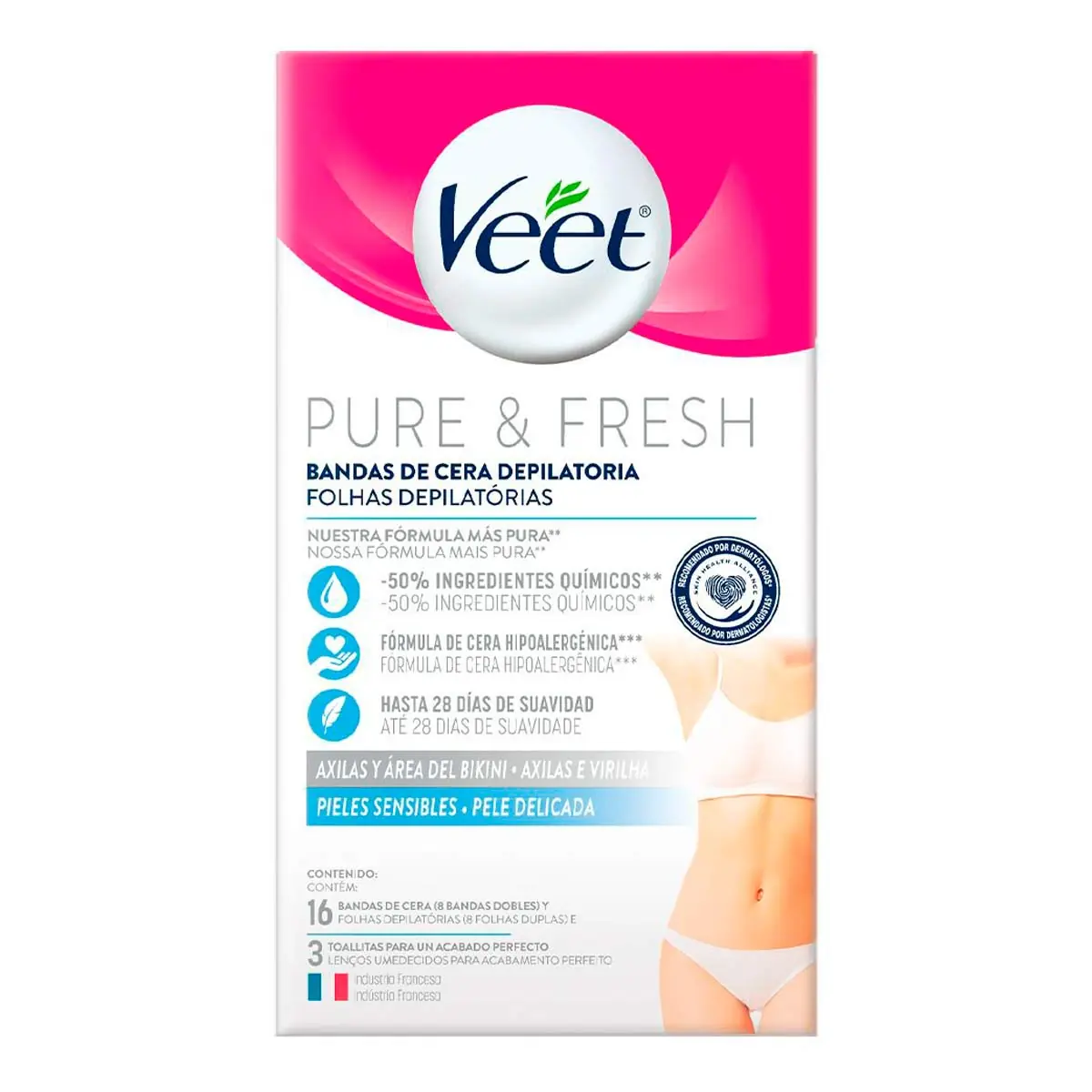 Folhas Para Depilação Veet Pure Fresh 16 Unidades