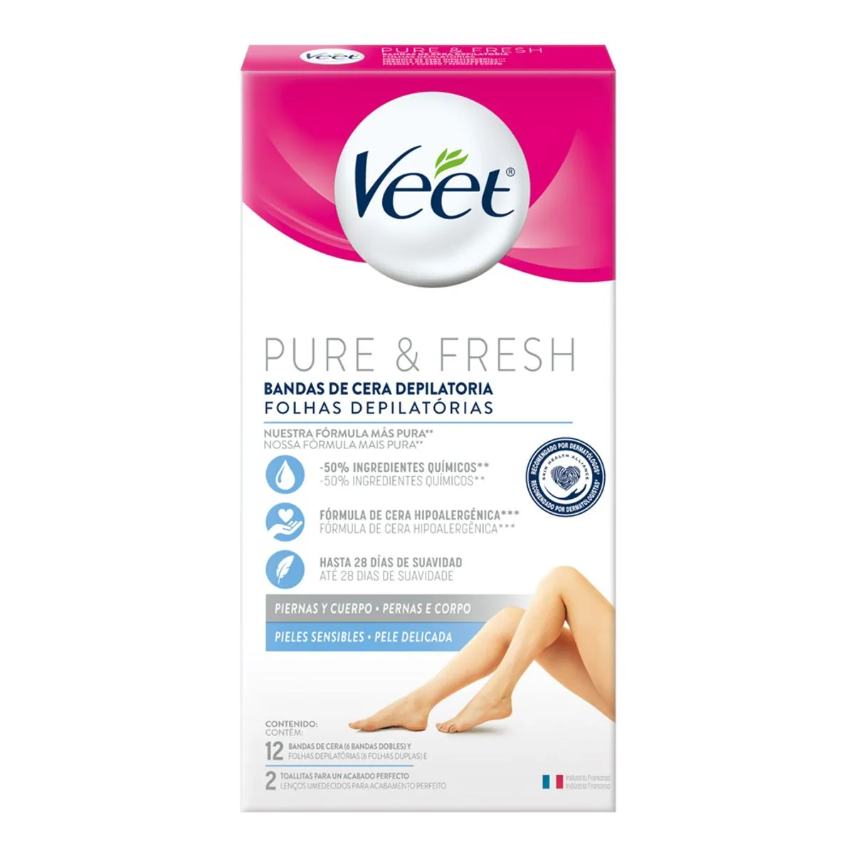 Folhas Para Depilação Veet Pure Fresh 12 Unidades