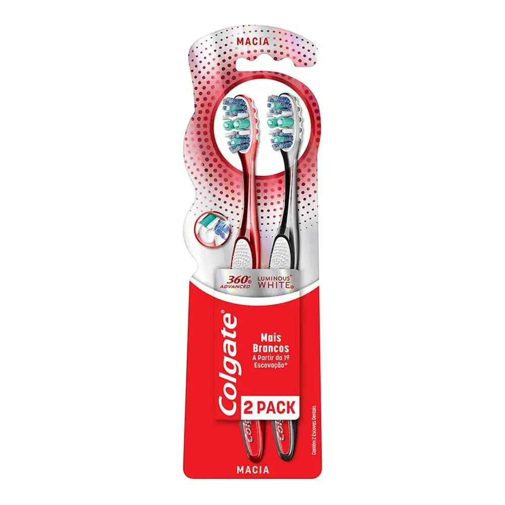 Escova Dental Colgate 360º Luminous White 2 unid