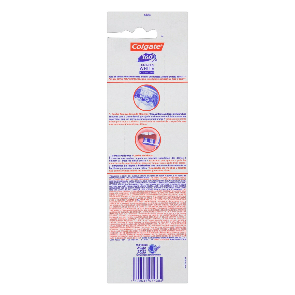 Escova Dental Macia Colgate Luminous White 360° 3 Unidades