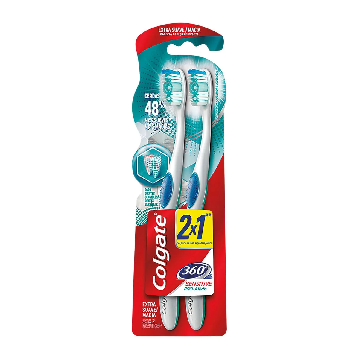 Escova Dental Extra Suave Colgate Sensitive Pro Alívio 360° 2 Unidades