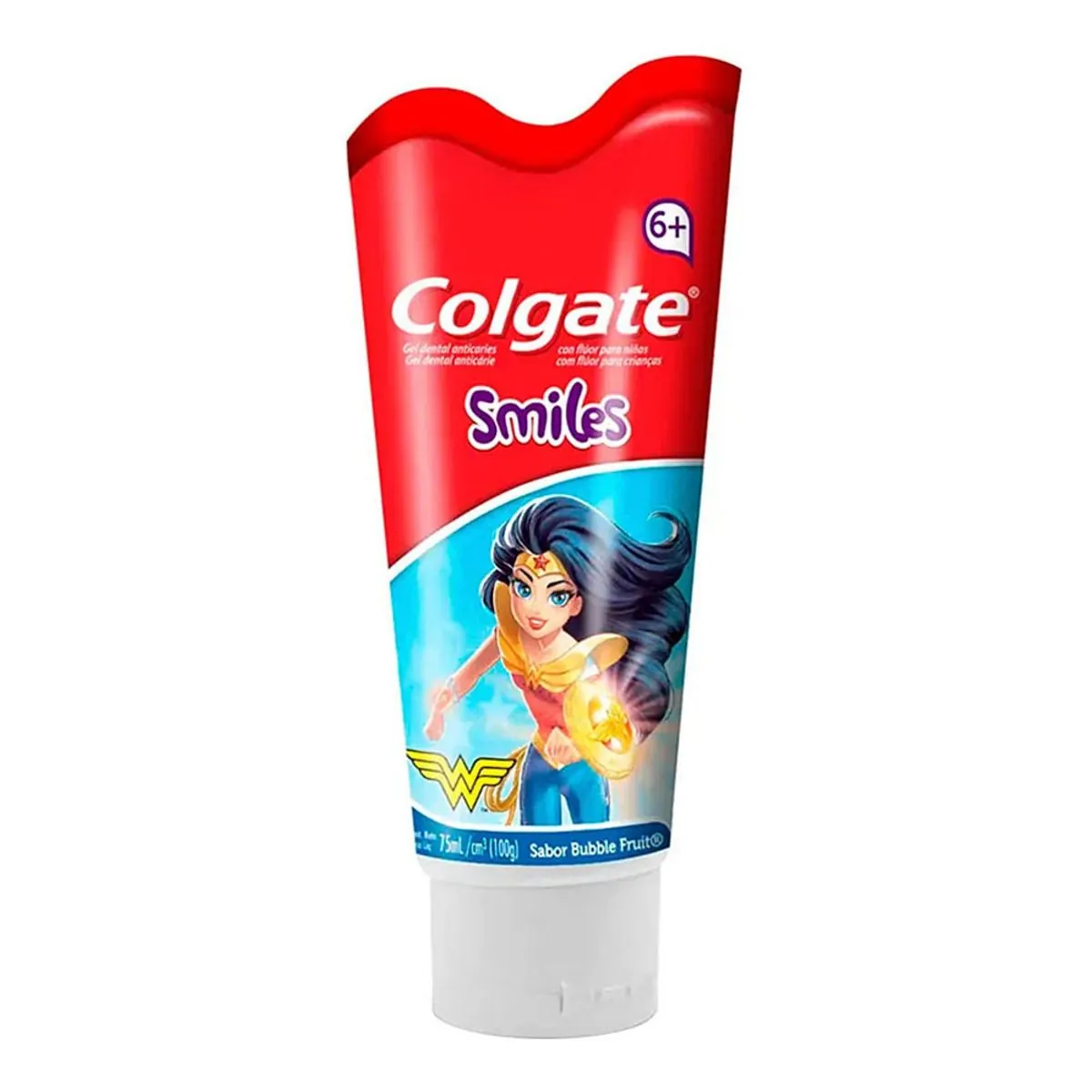 Gel Dental Infantil Com Flúor Bubble Fruit Justice League Colgate Smiles Bisnaga 100g