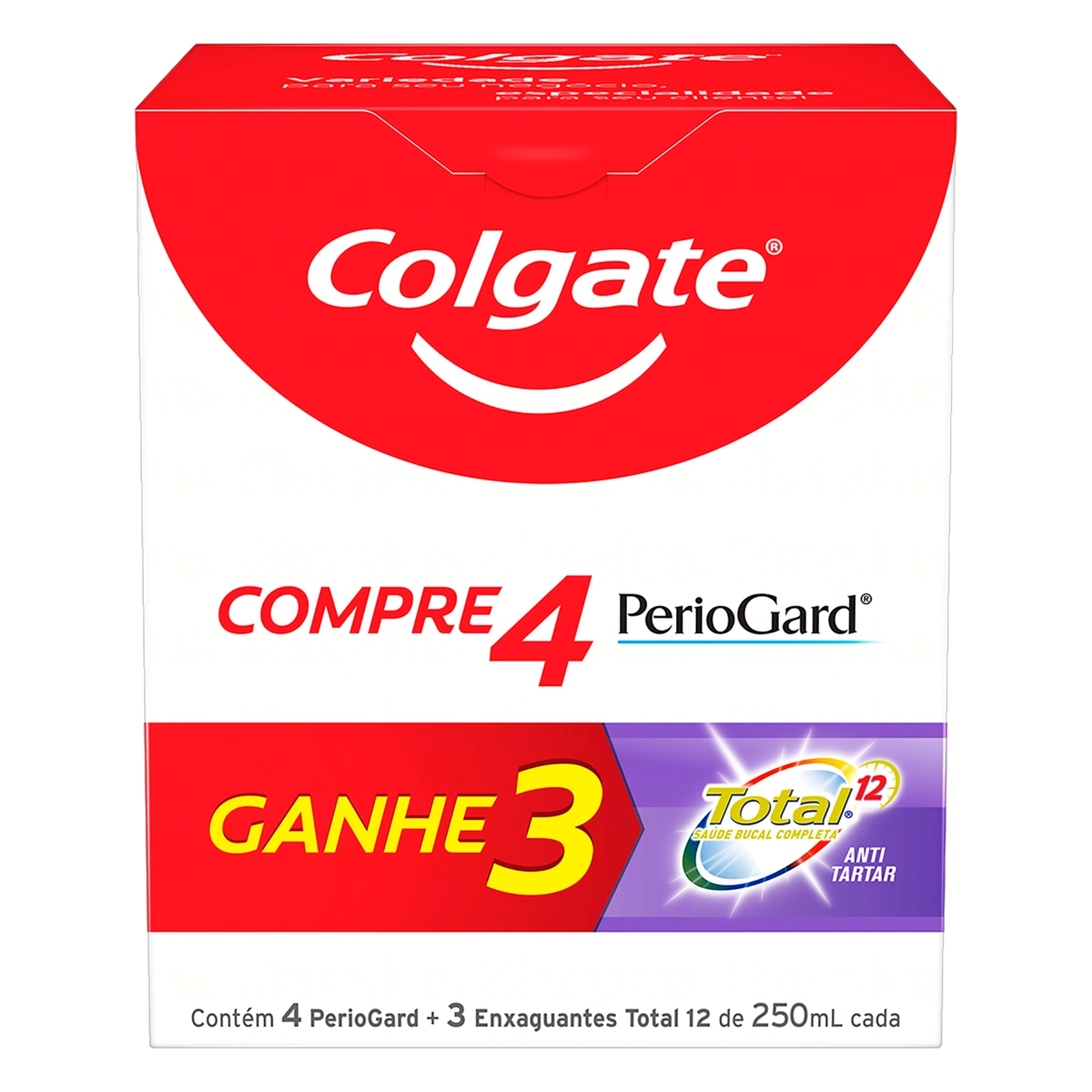 Kit 4 Solução Bucal Zero álcool Colgate Periogard Grátis 3 Enxaguantes Bucal Zero álcool Colgate Tot