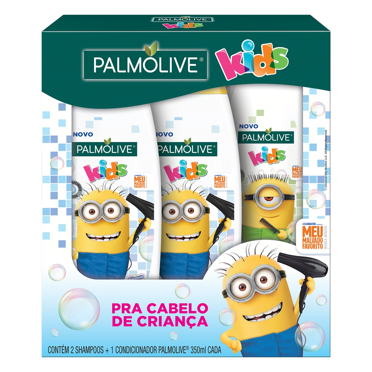 Kit 2 Shampoos Infantis 1 Condicionador Infantil Mix De Banana Tropical Meu Malvado Favorito Palmoli