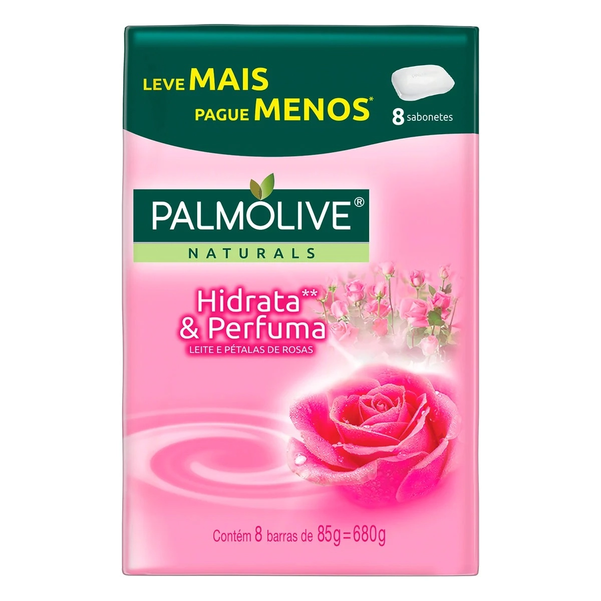Pack Sabonete Barra Hidrata Perfuma Palmolive Naturals Envoltório 680g 8 Unidades Leve Mais Pague Me