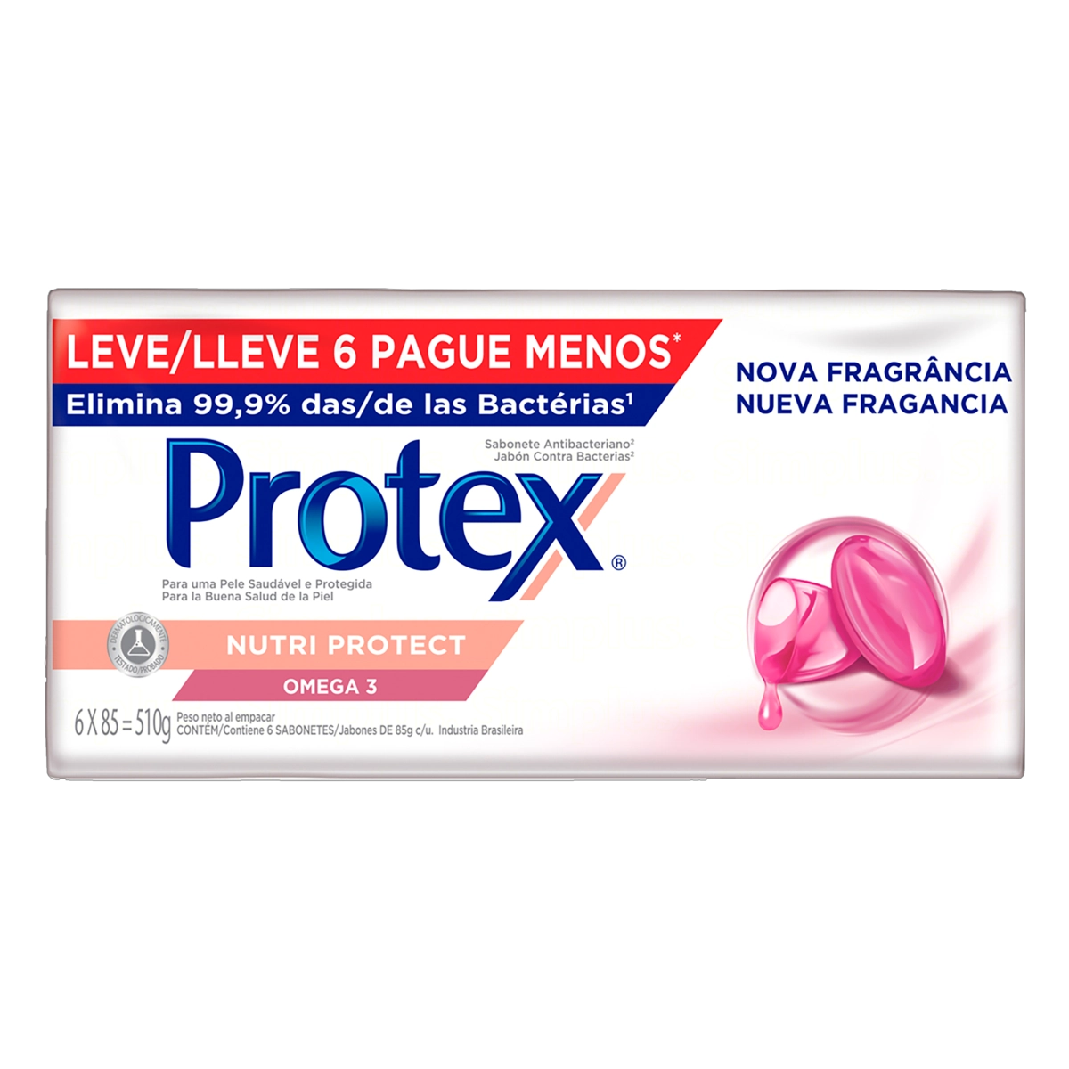Pack Sabonete Barra Antibacteriano Protex Nutri Protect ômega 3 Envoltório 510g Leve 6 Pague Menos