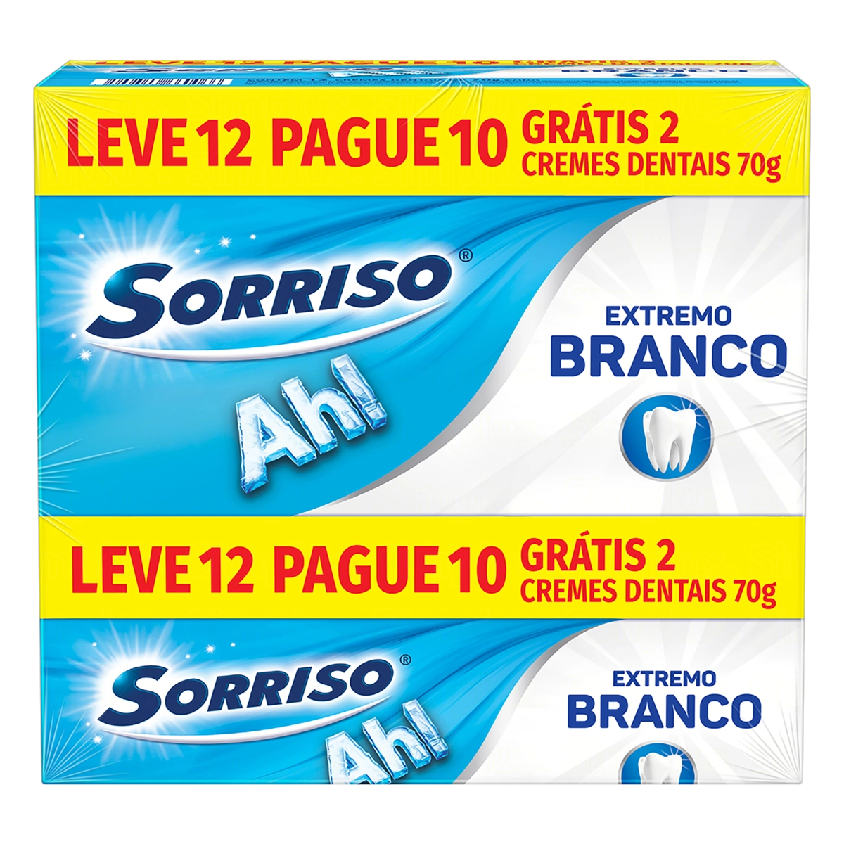 Pack Creme Dental Sorriso Extremo Branco Caixa 70g Cada Leve 12 Pague 10 Unidades