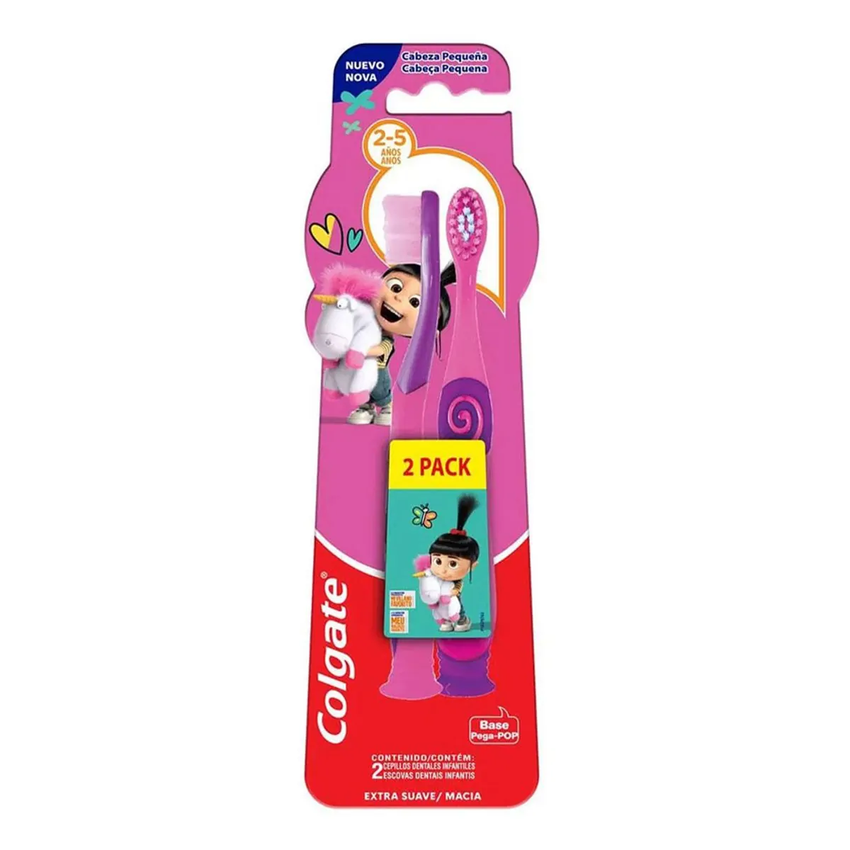 Escova Dental Infantil Extra Suave E Macia Meu Malvado Favorito Colgate Cabeça Pequena 2 Unidades