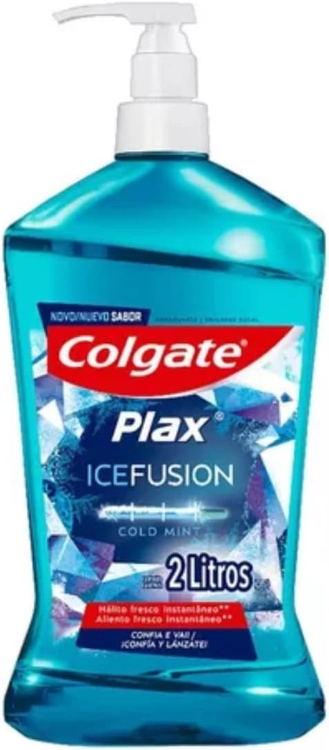 Enxaguante Bucal Zero álcool Cold Mint Colgate Plax Ice Fusion Frasco 2l