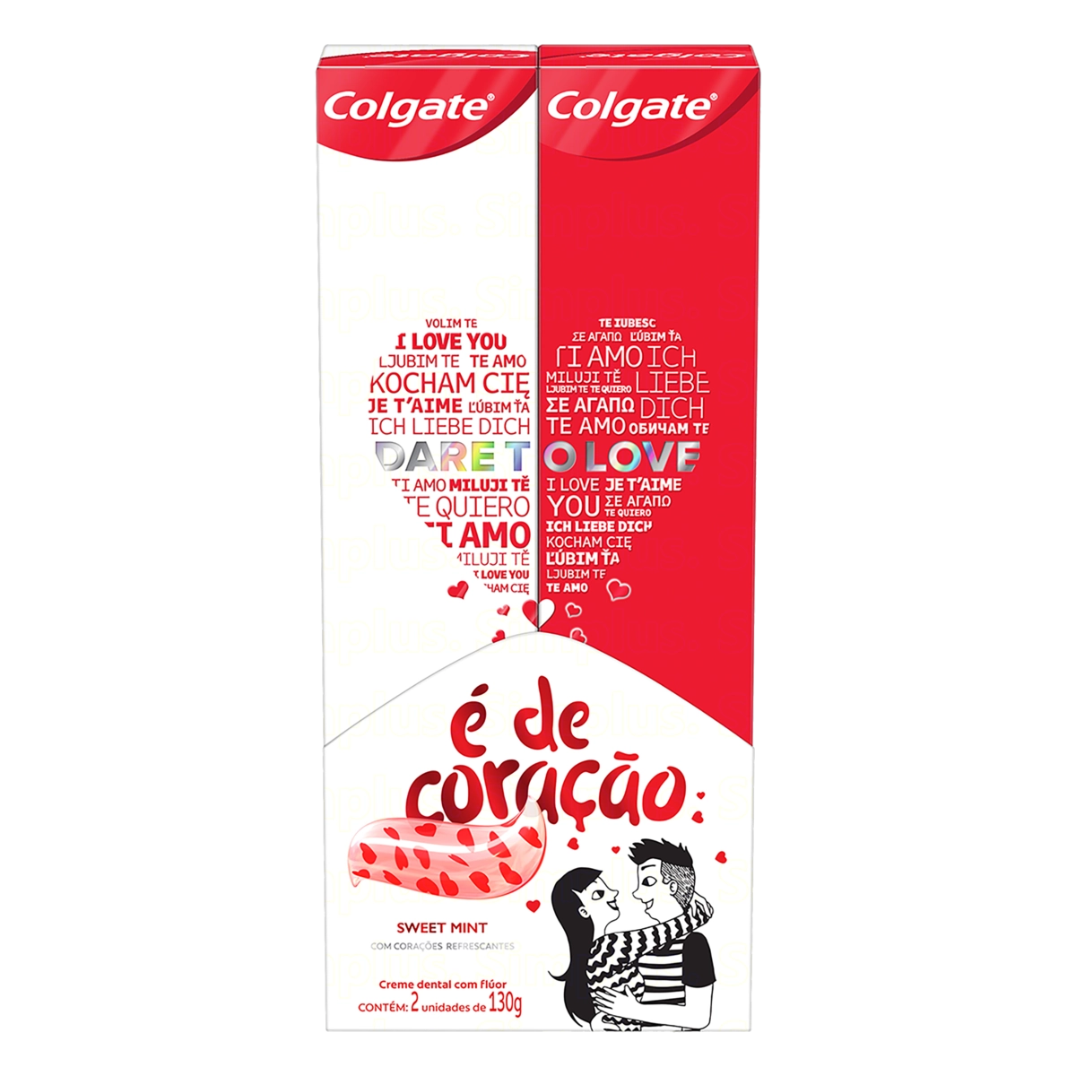 Pack Creme Dental Sweet Mint Colgate Dare To Love Caixa 2 Unidades 130g Cada