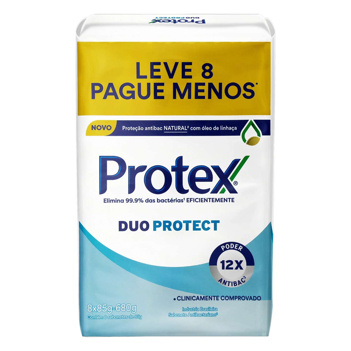 Pack Sabonete Barra Antibacteriano Protex Duo Protect Envoltório 680g Leve 8 Pague Menos