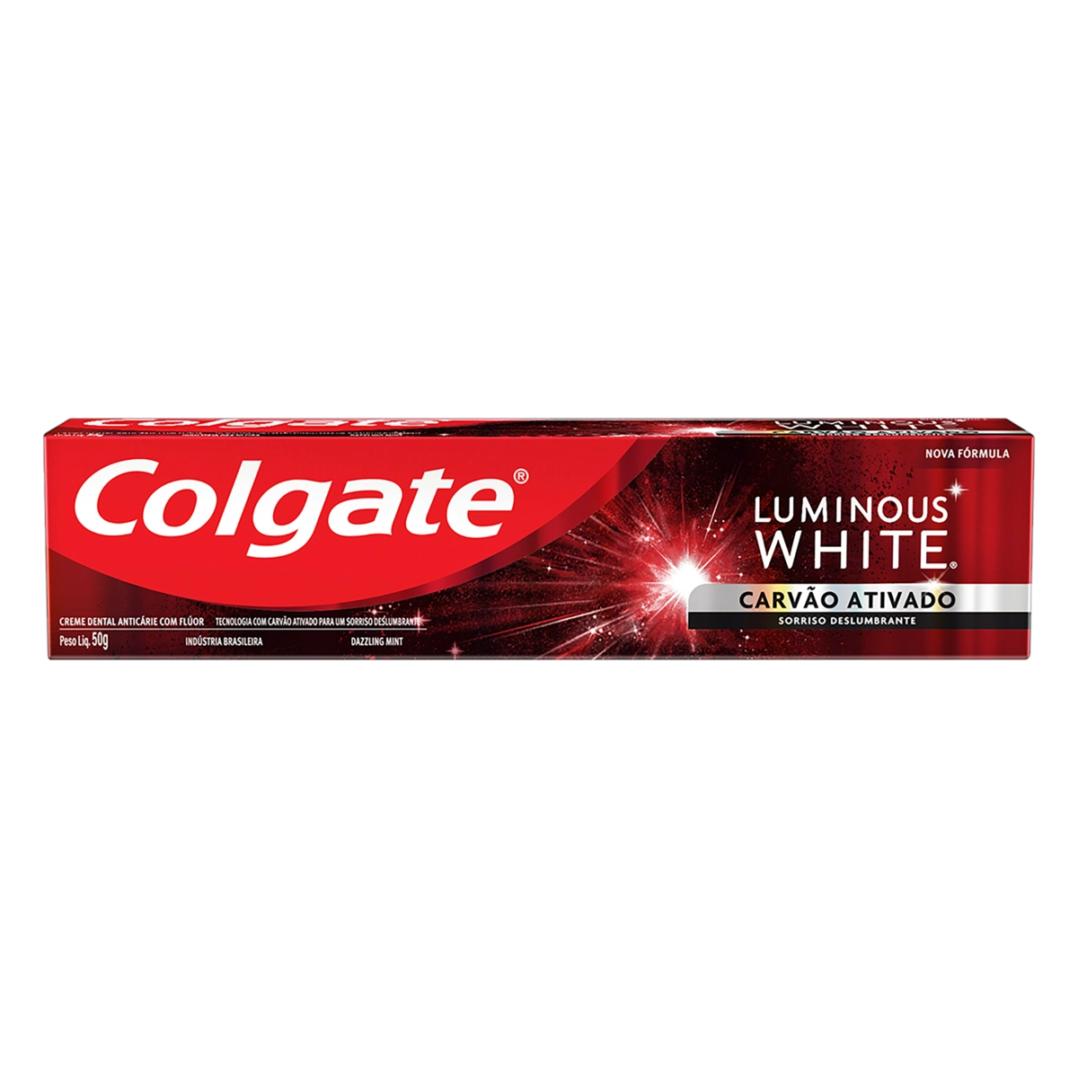Creme Dental Carvão Ativado Dazzling Mint Colgate Luminous White Caixa 50g