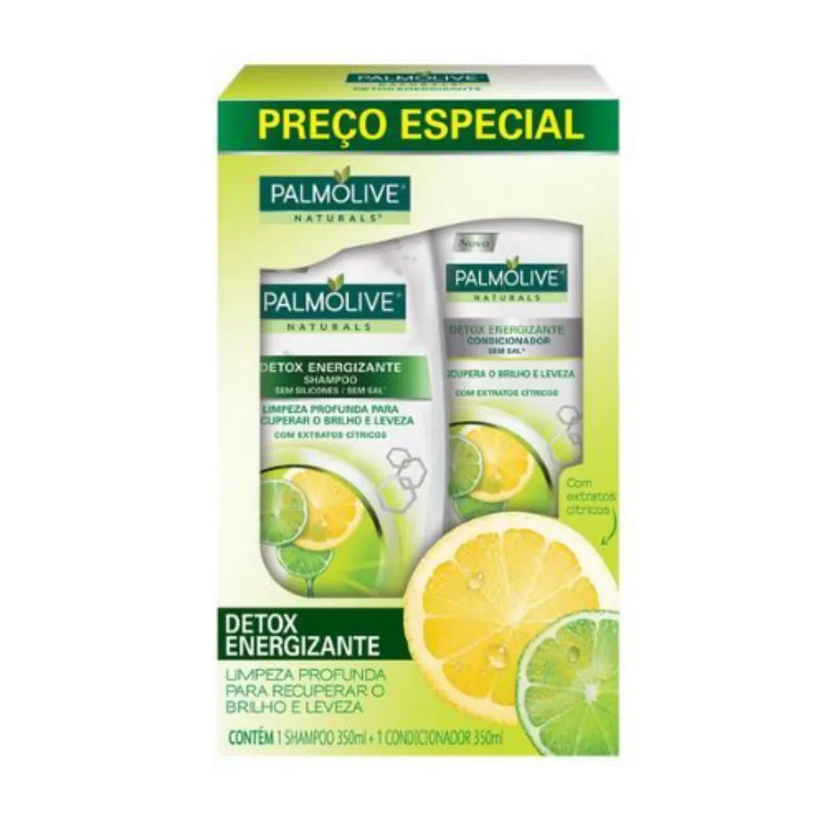 Kit Shampoo e Condicionador Detox Energizante Palmolive Natural 350 ml