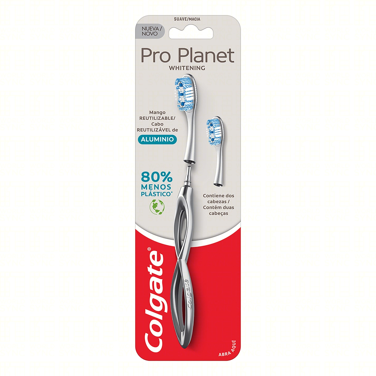 Escova Dental Prata Refil Macia Whitening Colgate Pro Planet Cabeça Compacta 2 Unidades