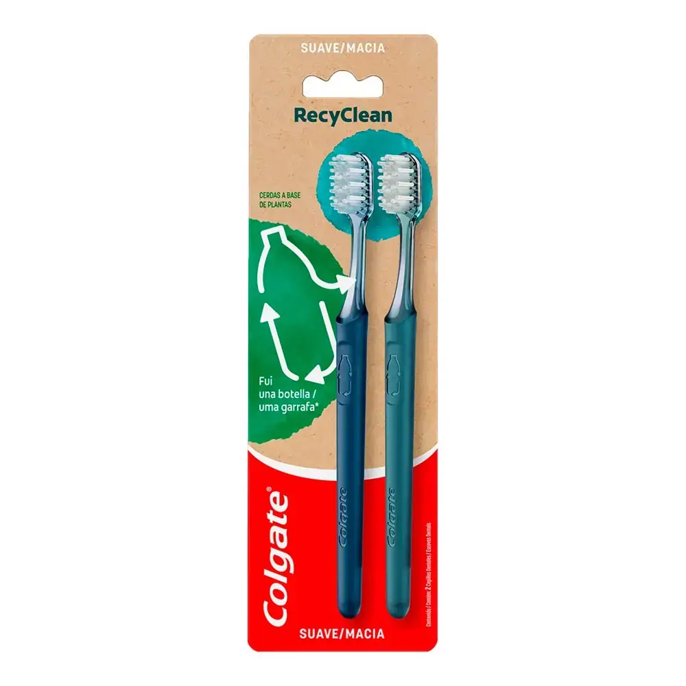 Escova Dental Macia Colgate Recyclean Cabeça Compacta 2 Unidades
