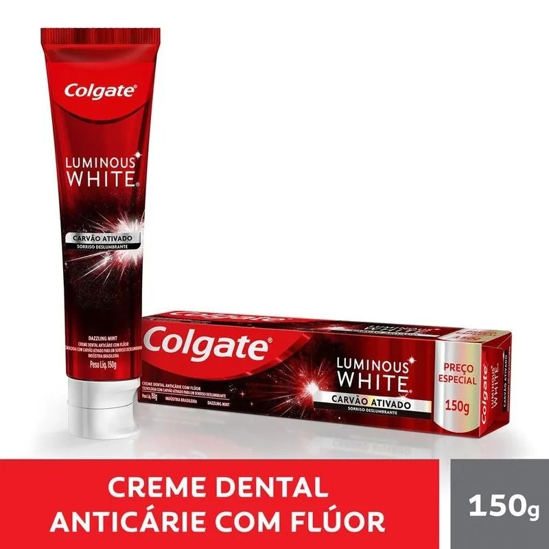 Creme Dental Carvão Ativado Colgate Luminous White Caixa 150g