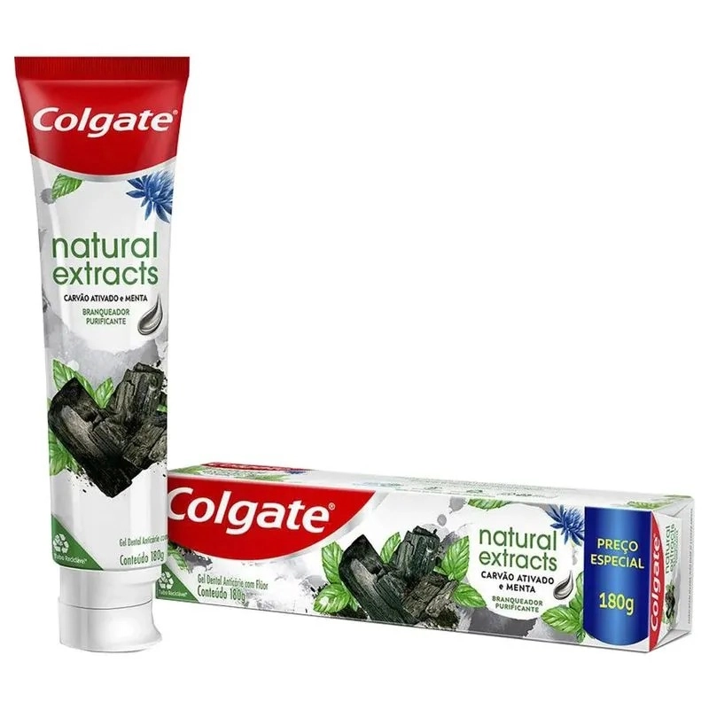 Gel Dental Carvão Ativado Menta Colgate Natural Extracts Caixa 180g