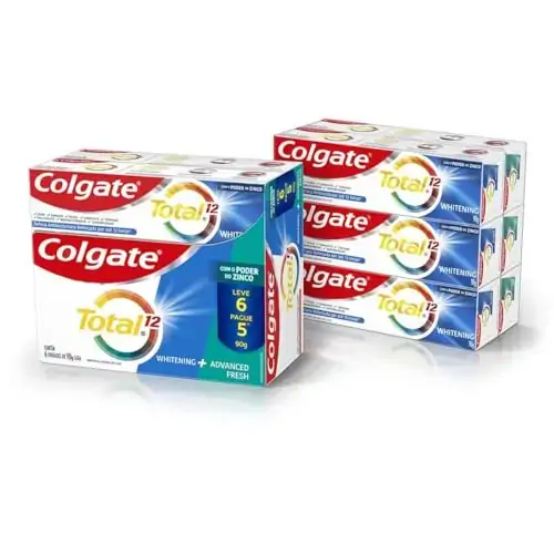 Kit Creme Dental Colgate Total 12 Whitening Advanced Fresh 90g Cada Leve 6 Pague 5 Unidades