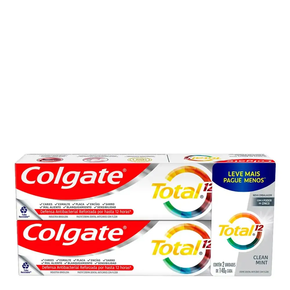Pack Creme Dental Clean Mint Colgate Total 12 Caixa 2 Unidades 140g Cada Leve Mais Pague Menos