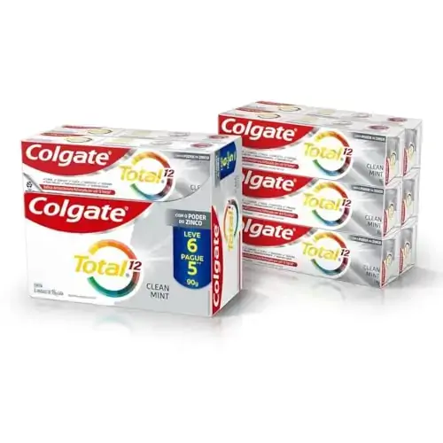 Pack Creme Dental Clean Mint Colgate Total 12 Caixa 90g Cada Leve 6 Pague 5 Unidades