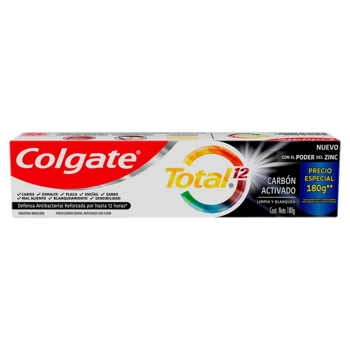 Creme Dental Colgate Total 12 com Carvão Ativado 180g