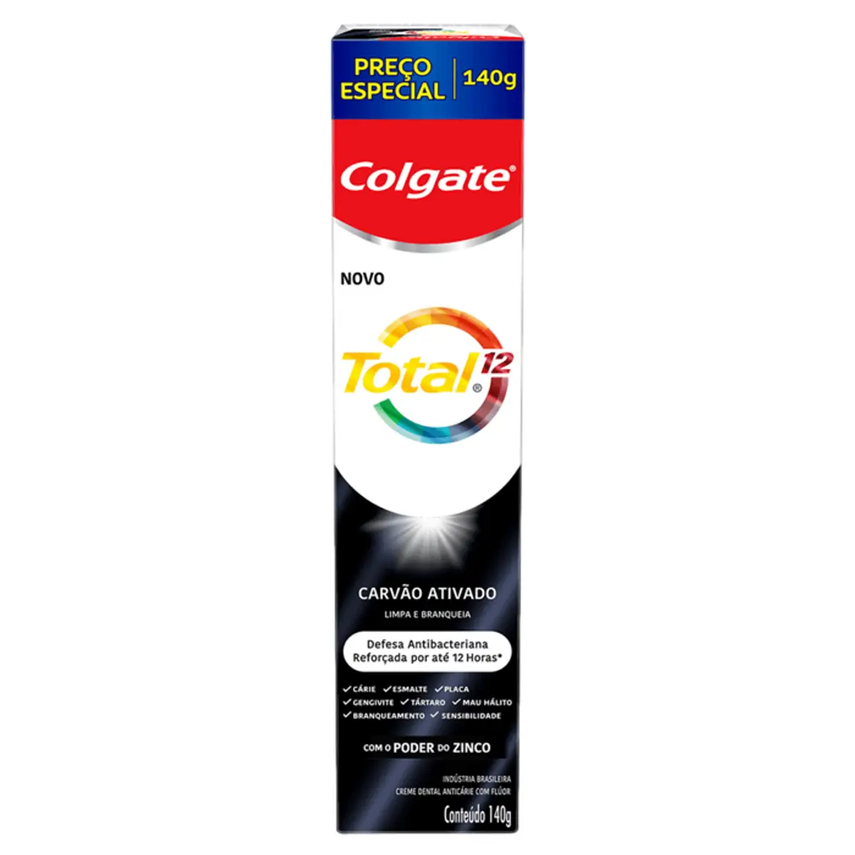 Creme Dental Carvão Ativado Colgate Total 12 Caixa 140g