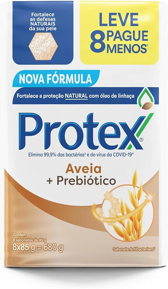 Pack Sabonete Barra Antibacteriano Aveia Protex Envoltório 680g Leve 8 Unidades Pague Menos